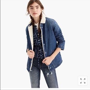BNWT J. Crew Denim Sherpa Swing Jacket size Small